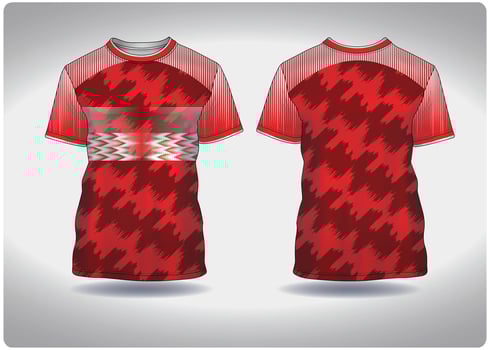 EPS jersey sports shirt .red paint has white trim pattern design, illustration, textile background for round neck sports t-shirt, football jersey shirt vector