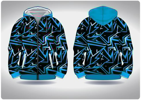 EPS jersey sports shirt .Draw blue black geometric lines pattern design, illustration, textile background for sports long sleeve hoodie vector
