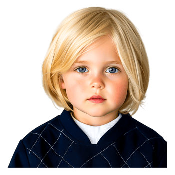 Portrait of a Young Child with Blonde Hair and Blue Eyes Smiling png