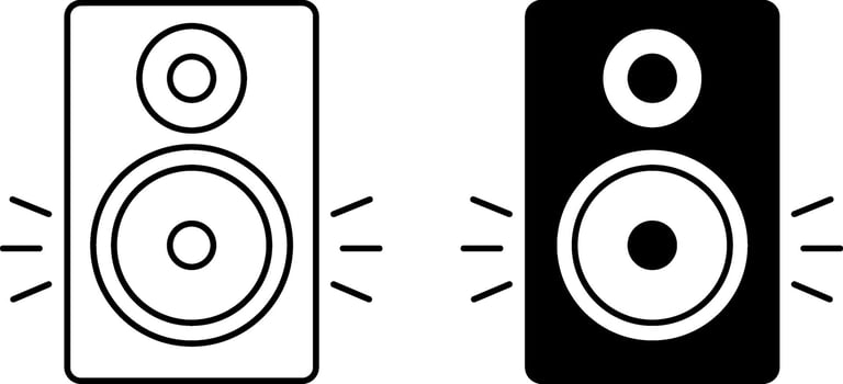 Subwoofer Icons. Black and White Icons. Acoustic System Playing Sounds. Music Speakers. Brazilian Carnival Concept vector