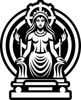 A glyph tattoo icon of a goddess statue vector