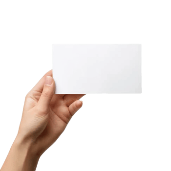 Human Hand Holding a Blank Sheet of White Paper or Card Isolated png