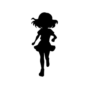 Cartoon baby girl character silhouette vector
