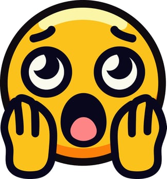 A cartoon emoji face expressing shock and surprise with wide eyes. vector