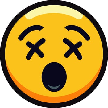 A sleepy emoji with closed eyes and yawning mouth. vector