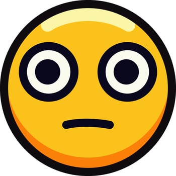 Yellow emoji with large eyes and a surprised expression. vector