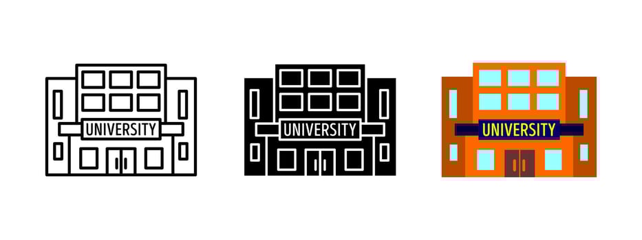 University building icon. Education campus illustration. College school symbol. Academic architecture pictogram. Learning institution graphic. Higher study design. vector