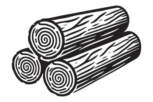 Stacked Rustic Black Silhouette Logs Illustration vector