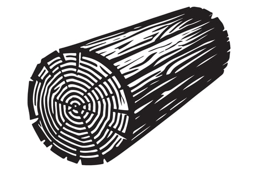 Detailed Cross Section Silhouette of a Wooden Log vector