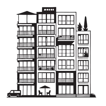 Modern Apartment Complex Silhouette Illustration vector