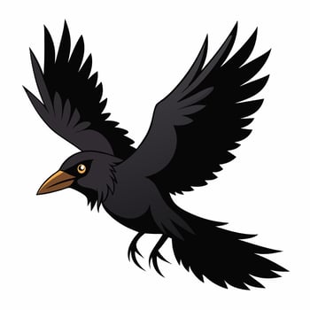 Cute crow bird. Suitable for educational posters, logos, children's books and encyclopedias. Children's picture. vector