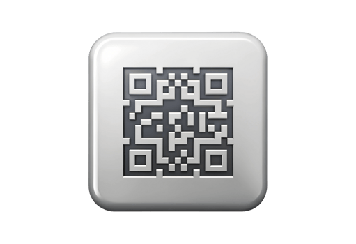 A qr code on a silver square png