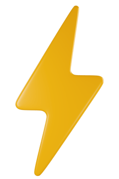 Stylized thunder, lighting bolt sign, isolated on transparent background png