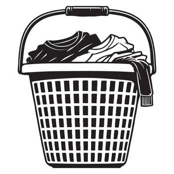 Laundry Basket with Clothes design Silhouette Illustration vector