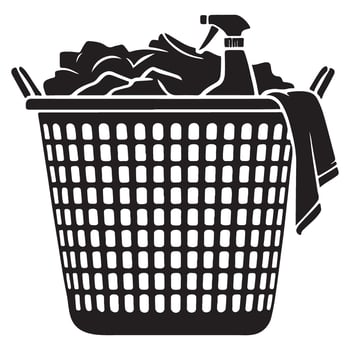 Laundry Basket with Clothes Silhouette Illustration vector