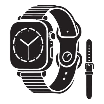 Smartwatch with Extra Band Silhouette Illustration vector