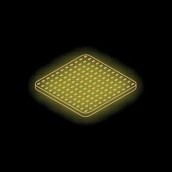 Neon yellow waffle iron showing heating surface in isometric view vector