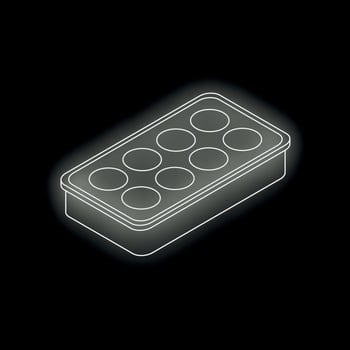 Empty watercolor tray isometric view on black background vector