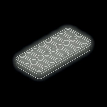 Blister pack outline showing pills or capsules on black background vector