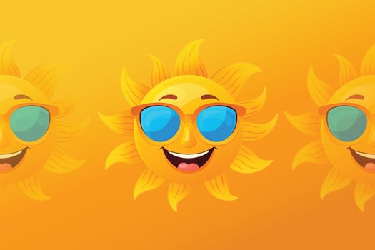Happy sun in sunglasses flat illustration vector