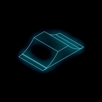 A skateboard ramp is shown in neon light vector