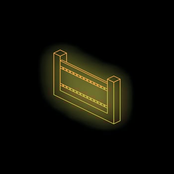 Neon yellow glowing road barrier on black background vector