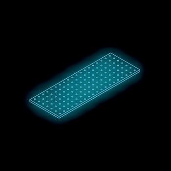 Neon blue perforated material representing modern engineering and design vector