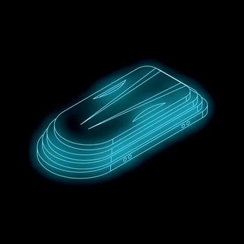 Glowing neon blue roof box for car isometric icon illustration on black background vector