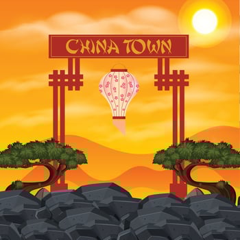 Chinatown with the Glowing Lanterns, Japan pagoda traditional, traditional Chinese architecture ornate pagoda Roof, art vector
