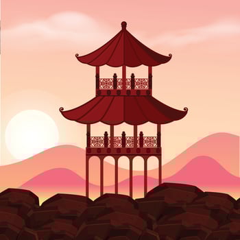 Japan pagoda traditional, traditional Chinese architecture ornate pagoda Roof, art vector
