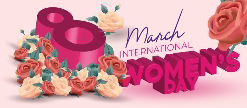 Celebrate Womens Day 8th March with Pink Floral Design and Feminine Touch vector