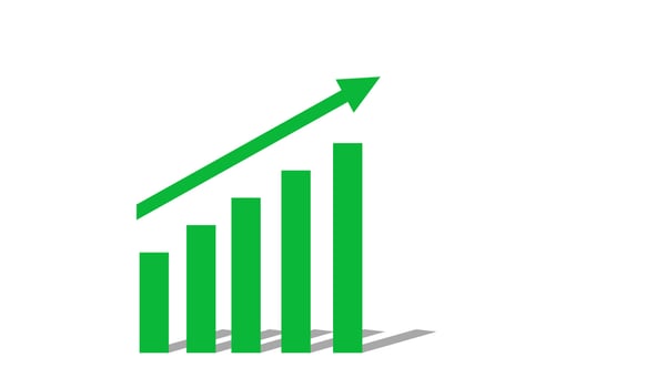 a green graph is rising up vector