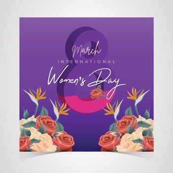 Celebrate International Womens Day with Purple Floral Design and 8th March Message vector