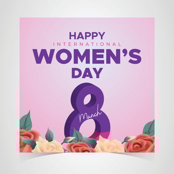 Happy International Womens Day with 8th March Floral Theme and Feminine Power vector