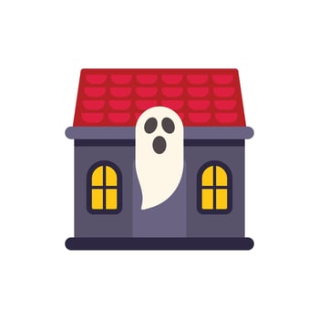 Ghost haunting halloween haunted house with lighted windows vector