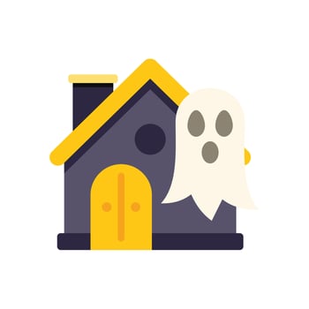 Ghost haunting a spooky house on halloween night vector