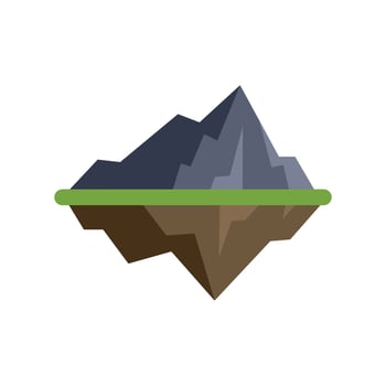 Floating island with mountains and green grass vector
