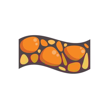 Wavy road paved with orange cobblestones on dark ground vector