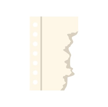 Notebook paper with torn edge showing binding holes and vertical tear vector