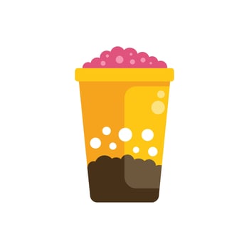Boba tea overflowing with popping pearls in a takeout cup vector