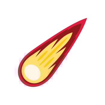 Burning meteor flying at high speed through space vector