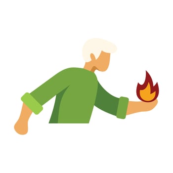 Man holding fire in his hand, power and energy concept vector
