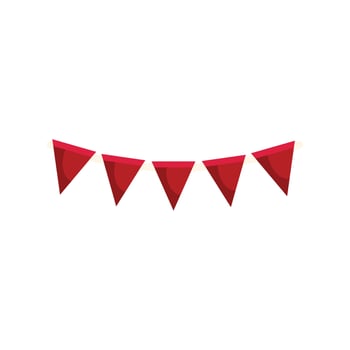 Red party flags hanging on white string celebrating a festive occasion vector