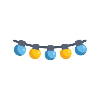 A string of lights with blue and yellow balls vector