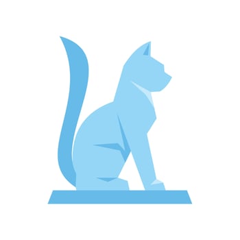 Blue geometric cat sitting and looking right vector
