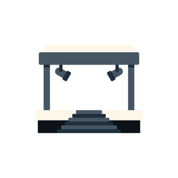 Empty podium stage with spotlights and stairs illuminating performance area vector