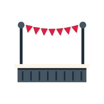 Outdoor stage decorated with red bunting flags for event vector