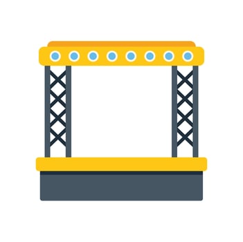 Empty podium stage with spotlights and metal supports vector