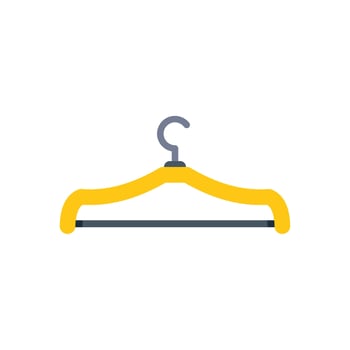 Yellow clothes hanger with metal hook and bar for hanging clothes vector