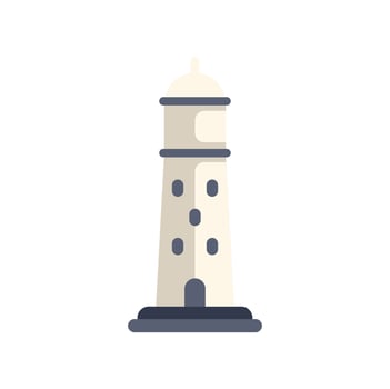 White lighthouse guiding ships with bright light in ocean navigation vector